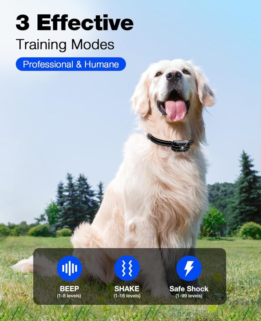 Bousnic Dog Shock Collar - 3300Ft Dog Training Collar with Remote for 5-120lbs Small Medium Large Dogs Rechargeable Waterproof e Collar with Beep (1-8), Vibration(1-16), Safe Shock(1-99) (Orange)