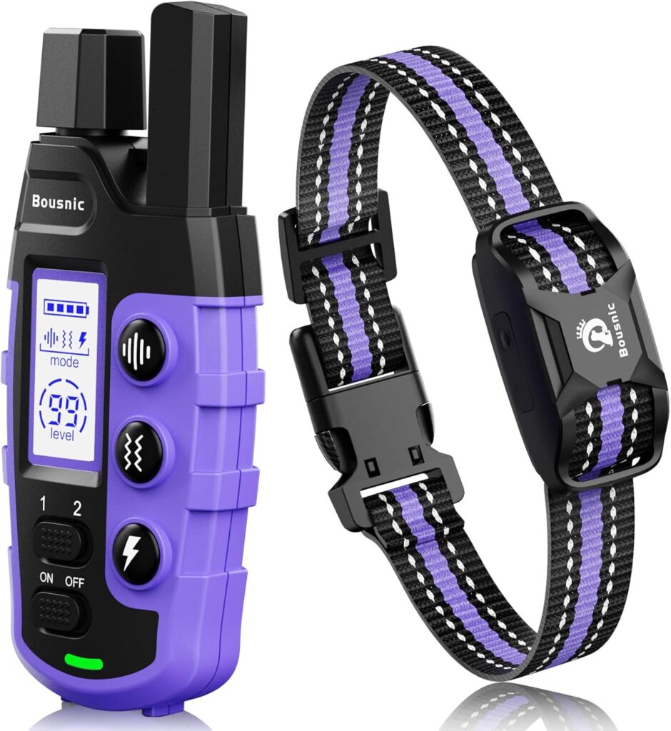 Bousnic Dog Shock Collar - 3300Ft Dog Training Collar with Remote for 5-120lbs Small Medium Large Dogs Rechargeable Waterproof e Collar with Beep (1-8), Vibration(1-16), Safe Shock(1-99) (Orange)