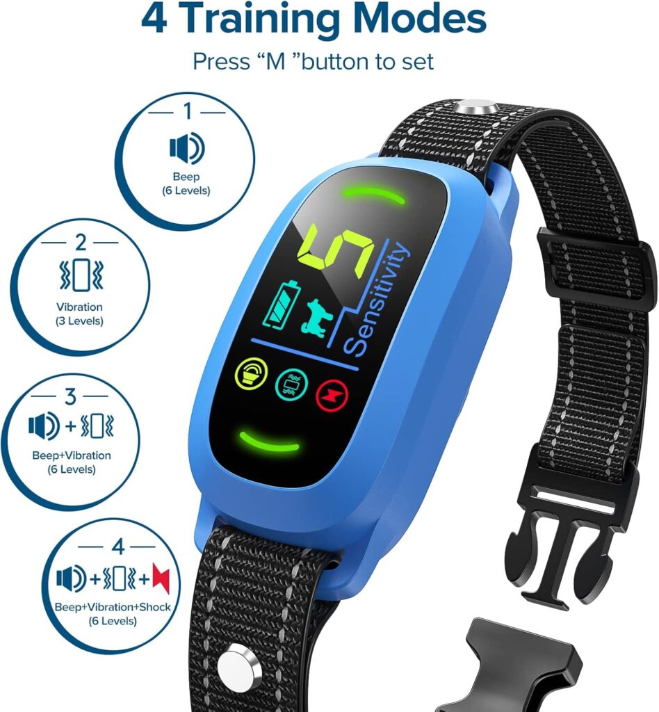 Dog Bark Collar for Large Medium Small Dogs, Rechargeable Smart Bark Collar, Anti Barking Training Collar with 5 Adjustable Sensitivity Beep Vibration (Black)